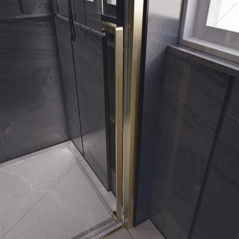 Душевая дверь 130х200 VECONI Premium Trento PTD-30G золото брашир. PTD30-G-130-01-C4