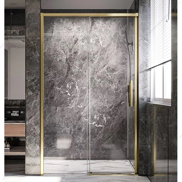 Душевая дверь 150х200 VECONI Premium Trento PTD-40G золото брашир. PTD40-G-150-01-C4