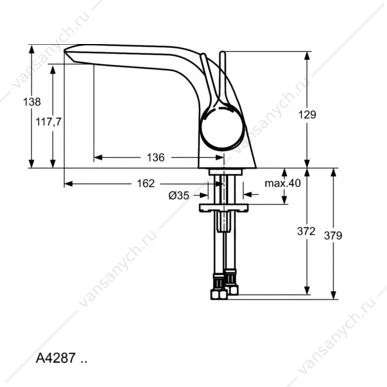 Смеситель Ideal Standard MELANGE для умывальника A4287AA, система монтажа EASY-FIX (облегченный монтаж)