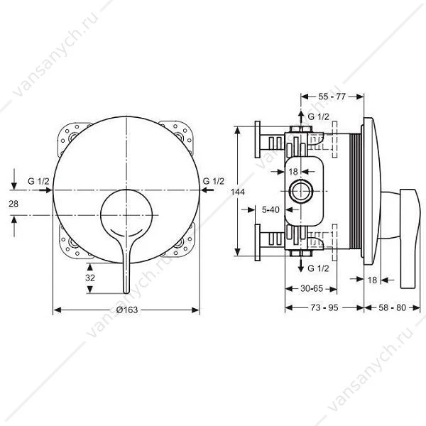 Смеситель встраиваемый Ideal Standard MELANGE для душа A4719AA