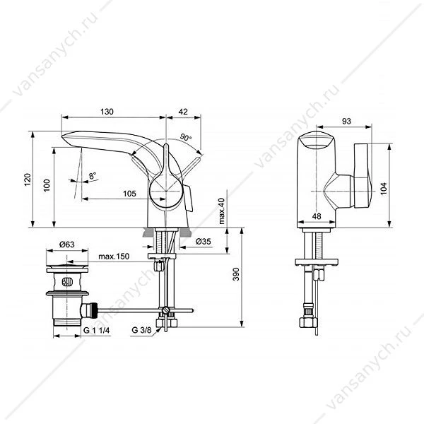 Смеситель для умывальника Ideal Standard MELANGE Piccolo A6117AA