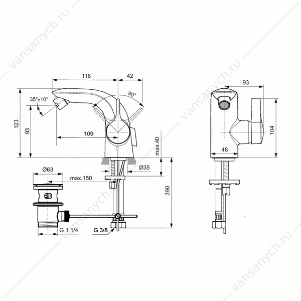 Смеситель Ideal Standard MELANGE для биде Piccolo A6119AA