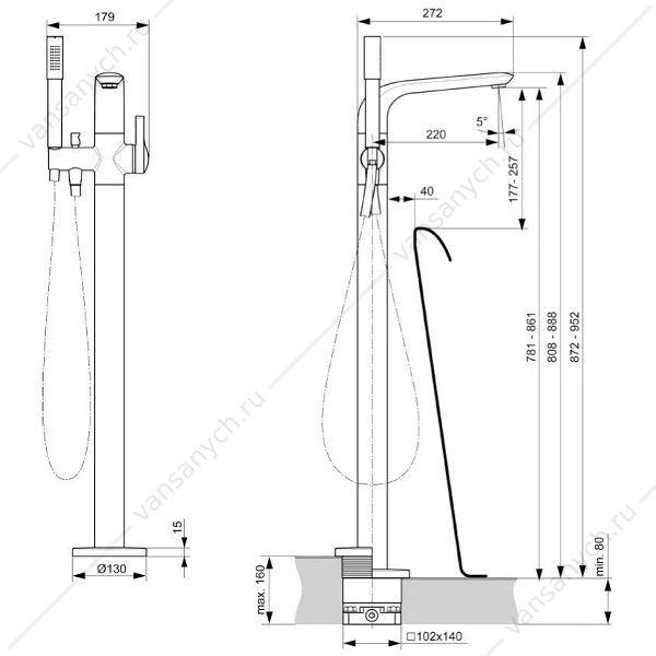 Напольный смеситель для ванны Ideal Standard MELANGE A6120AA