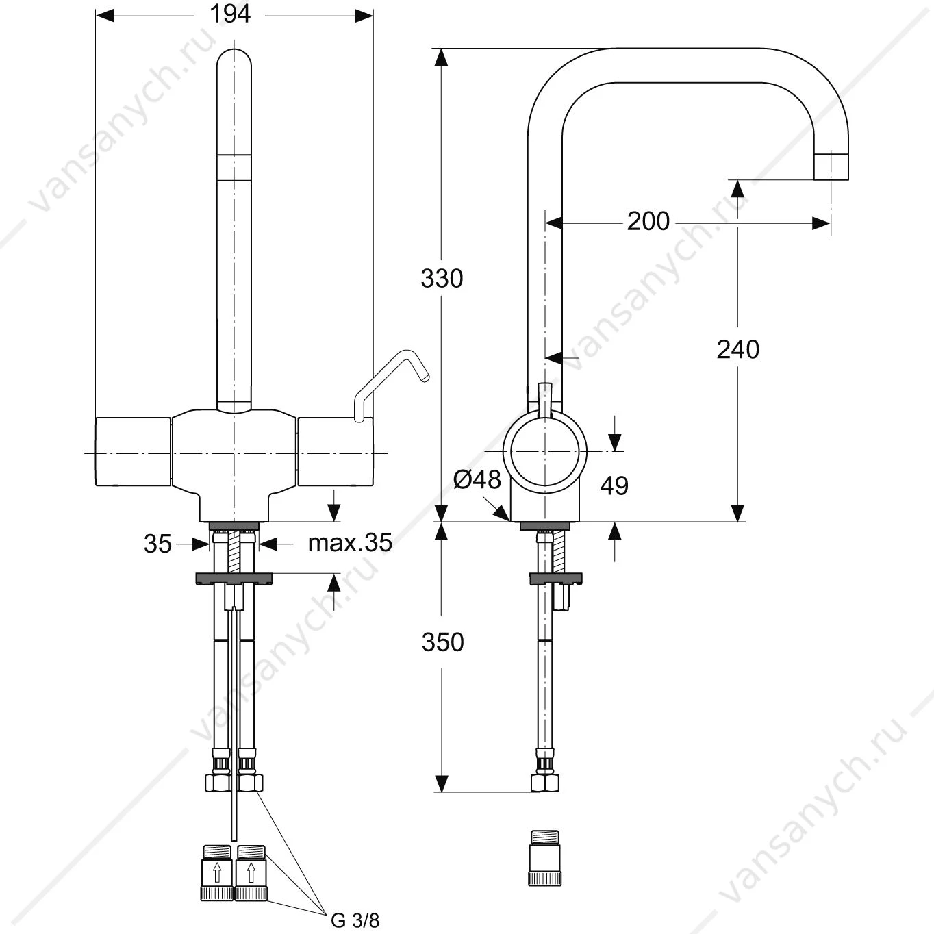 Смеситель медицинский термостатический для мойки Ideal Standard VENLOMIX MEDICAL A5548AA