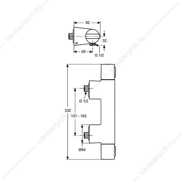 Смеситель термостатический настенный для душа Ideal Standard CERATHERM 200 A4627AA
