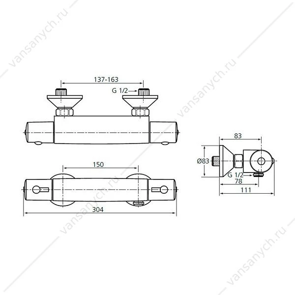 Смеситель термостатический настенный для душа Ideal Standard CERATHERM 50 A6367AA
