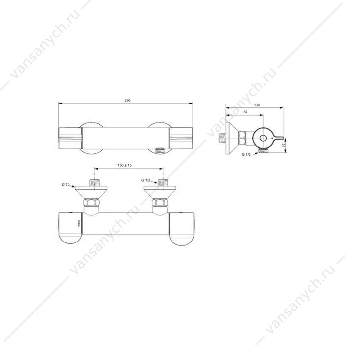 Смеситель термостатический настенный для душа Ideal Standard CERAPLUS 2.0 A6872AA