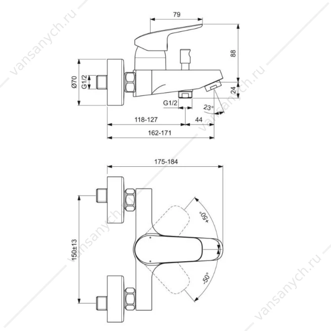 Набор для ванны Ideal Standard Ceraflex (B1713AA см-ль д/умыв. + B1721AA см-ль д/ванны + B0008AA душ. гарнитур)