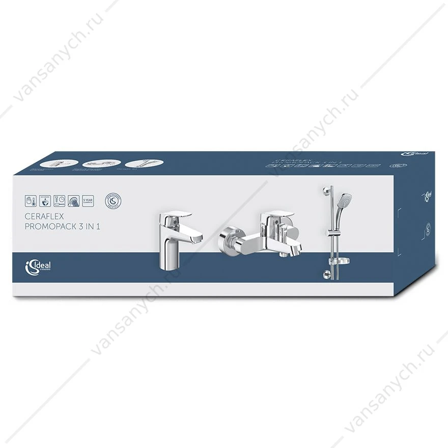 Набор для ванны Ideal Standard Ceraflex (B1713AA см-ль д/умыв. + B1721AA см-ль д/ванны + B0008AA душ. гарнитур)