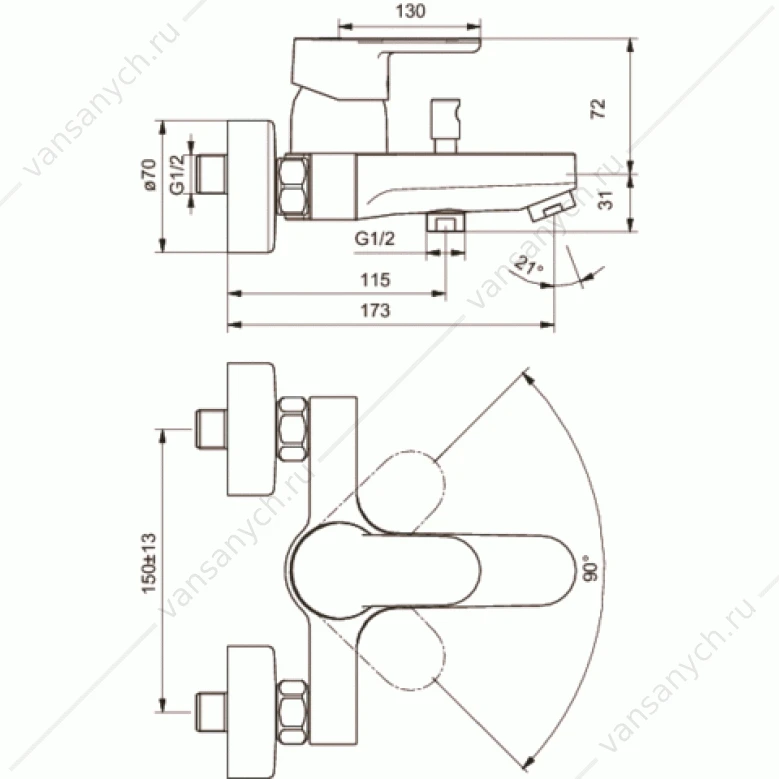 Набор для ванны Ideal Standard Vito(B0405AA см-ль д/умыв. + B0412AA см-ль д/ванны + B9503AA душ. гарнитур)