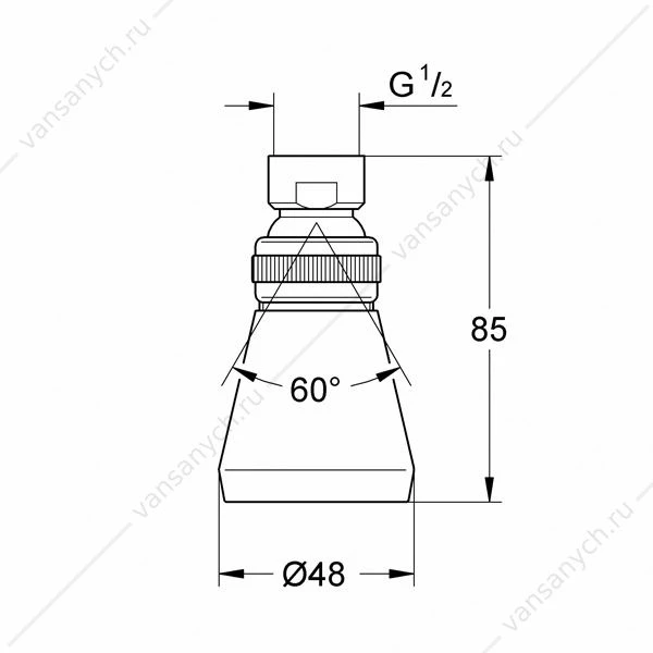 Душ верхний GROHE Relexa Plus 50, с шаровым шарниром, 28094000