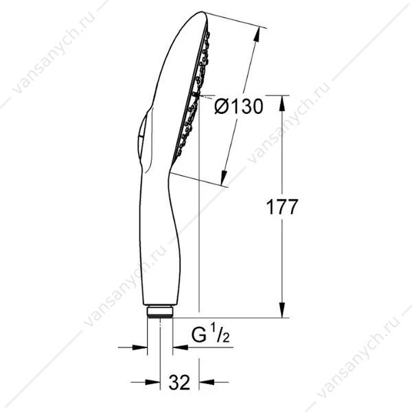 Душ ручной GROHE Power+Soul 130, 9,5 л/мин, 27673000