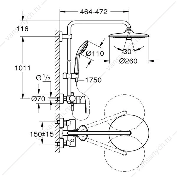 Душевая система GROHE Euphoria со смесителем для душа 27473001