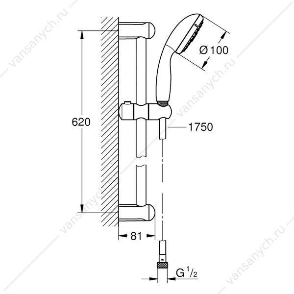 Душевой гарнитур GROHE Tempesta New IV, 9,5 л, 27645001