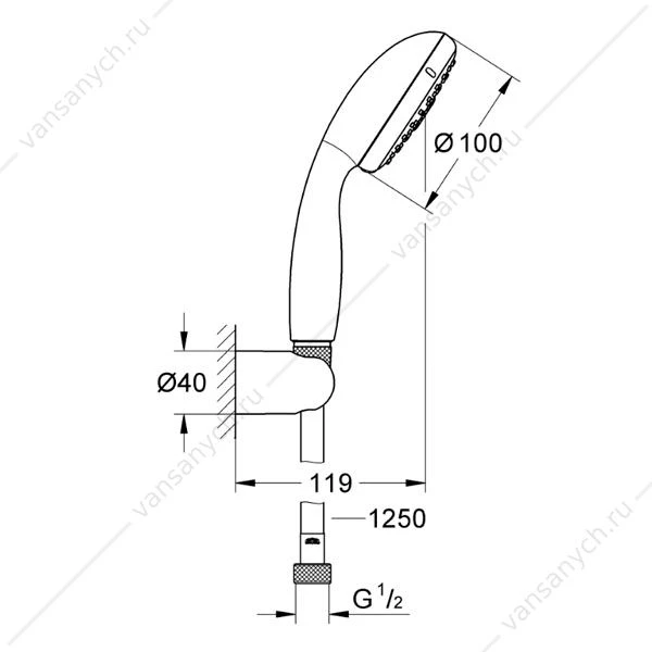 GROHE. Душевой набор New Tempesta II 9,5 л/мин., 27799001