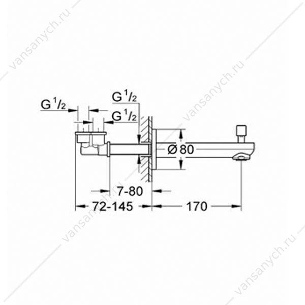 Излив для ванны GROHE Eurosmart Cosmopolitan, с автом. переключателем, вынос 170 мм, 13262000