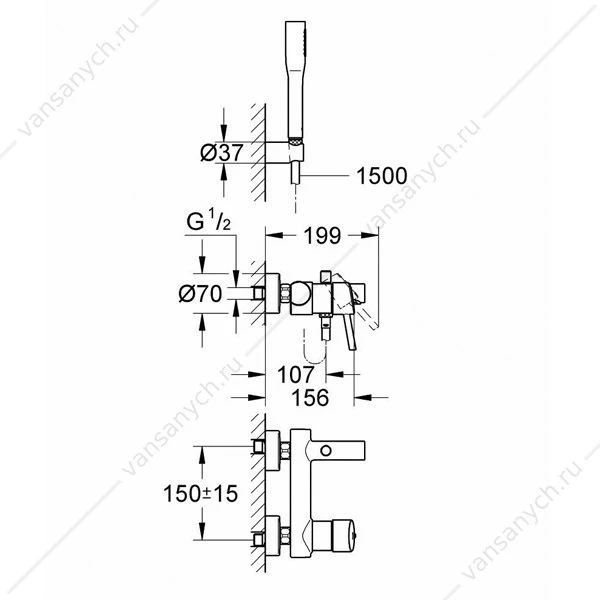 Смеситель для ванны GROHE Concetto New с душевым гарнитуром Euphoria Cosmopolitan, 32212001