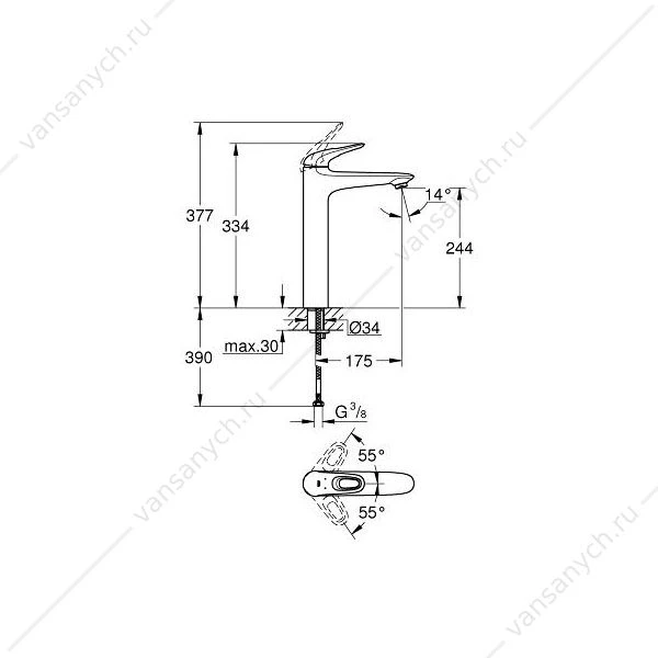Смеситель для раковины GROHE Eurostyle 2015, свободностоящий, 23570003