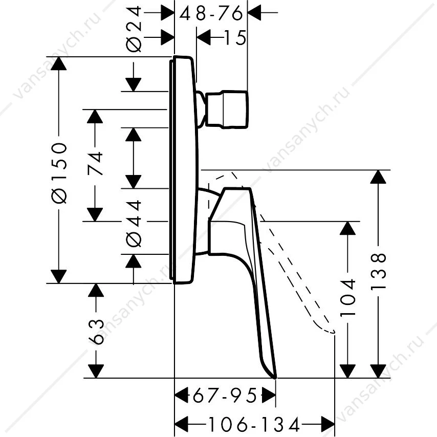 Смеситель для ванны (внешняя часть) HANSGROHE Logis E 71404000