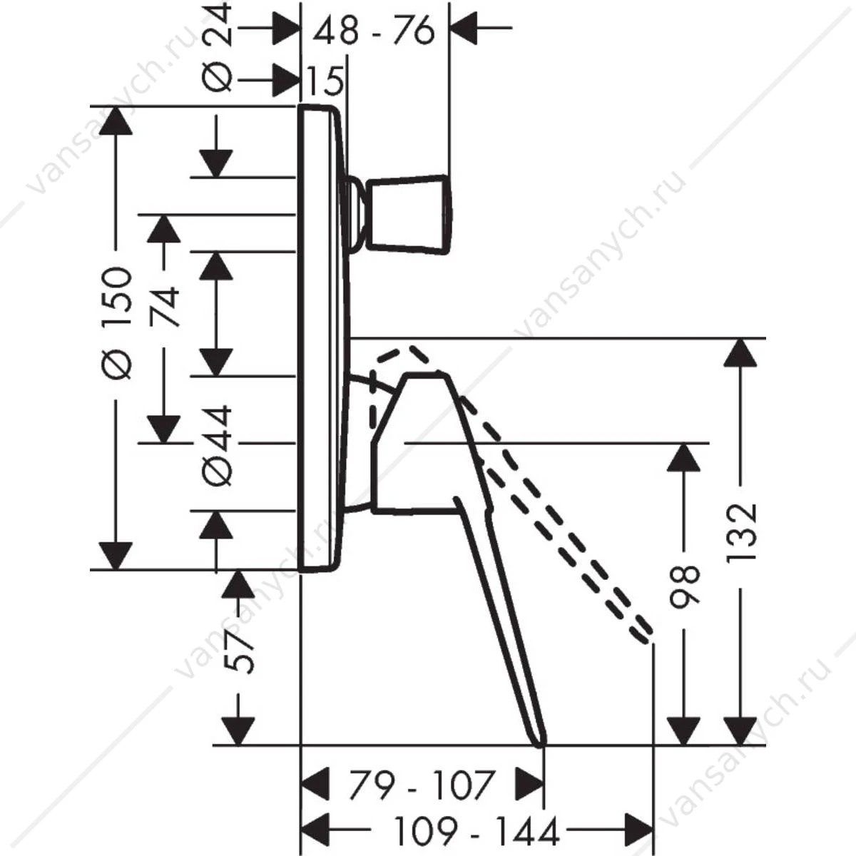 Смеситель для ванны (внешняя часть) HANSGROHE Novus Loop 71345000