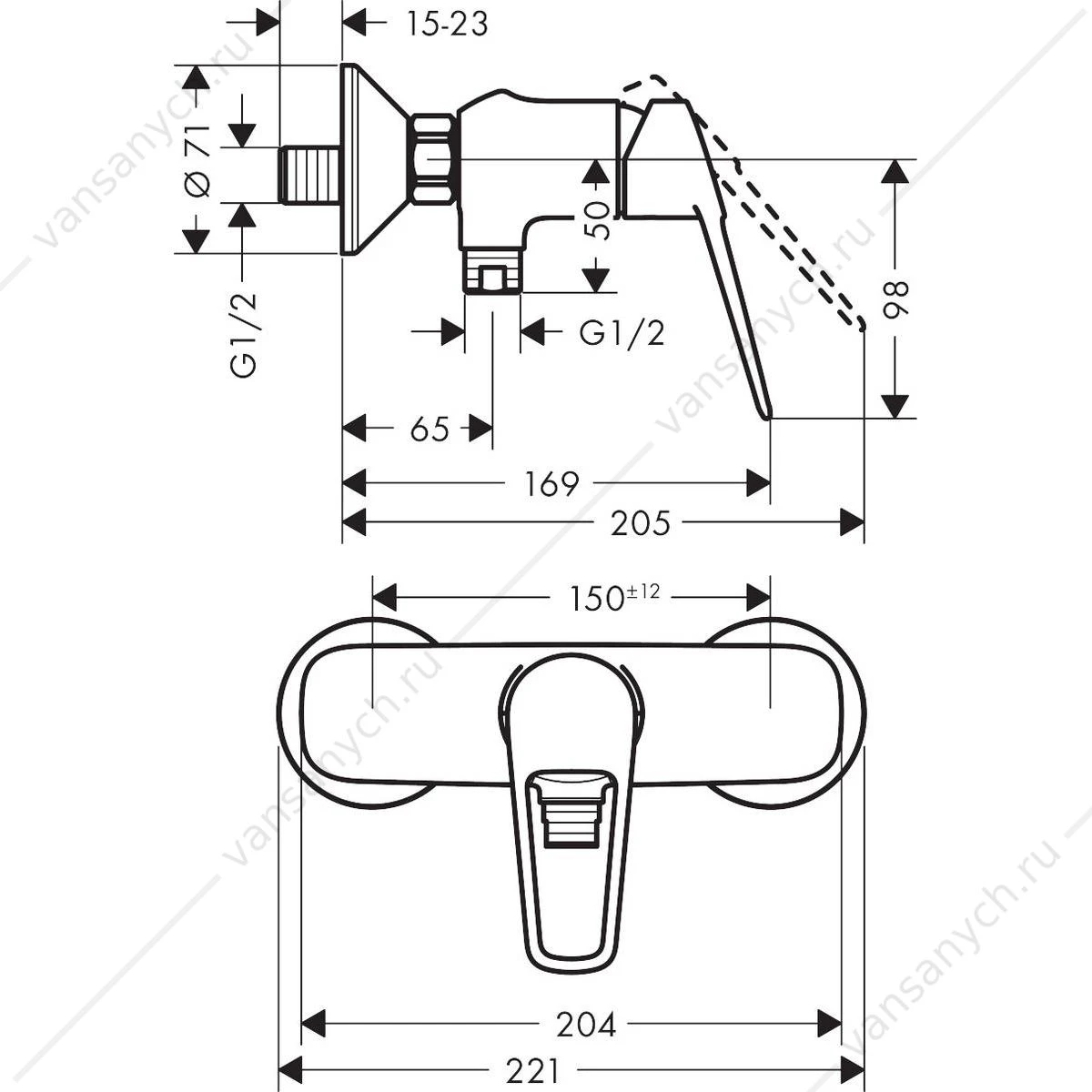 Смеситель для душа HANSGROHE Novus Loop 71360000