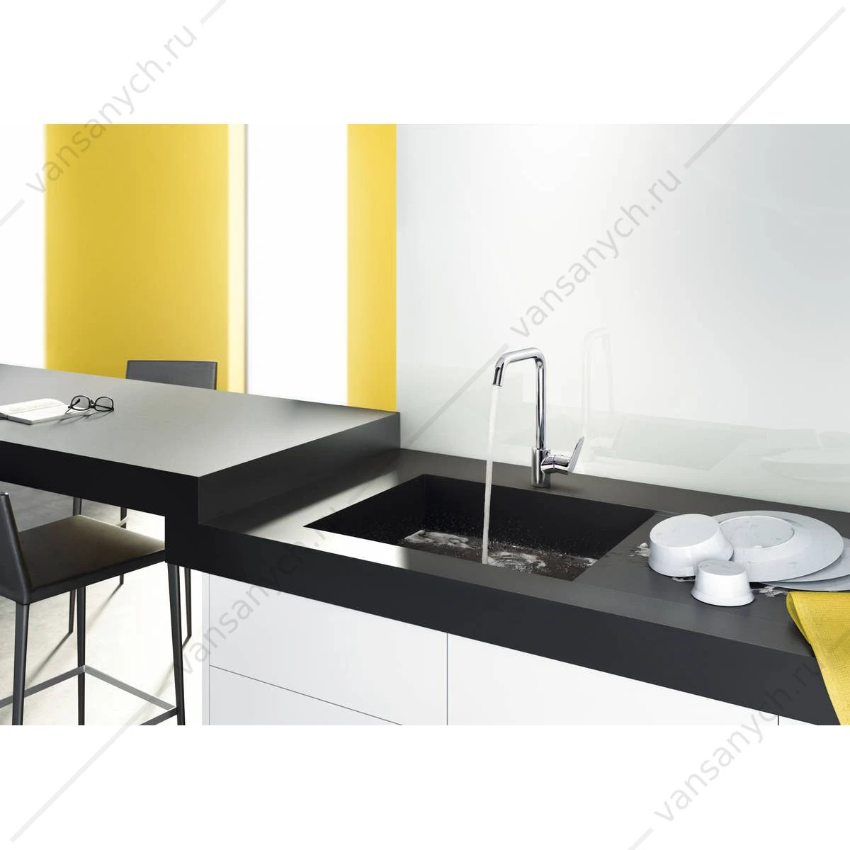 Смеситель для кухни черный матовый HANSGROHE Focus 31820670