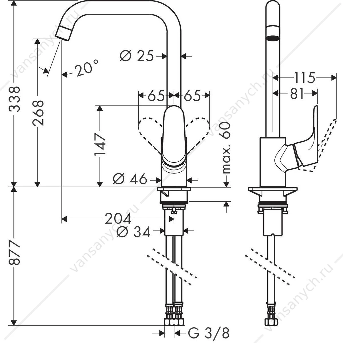 Смеситель для кухни черный матовый HANSGROHE Focus 31820670