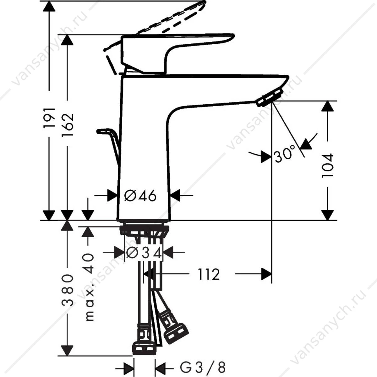 Смеситель для раковины 110 мм с донным клапаном золото HANSGROHE Talis E 71710990
