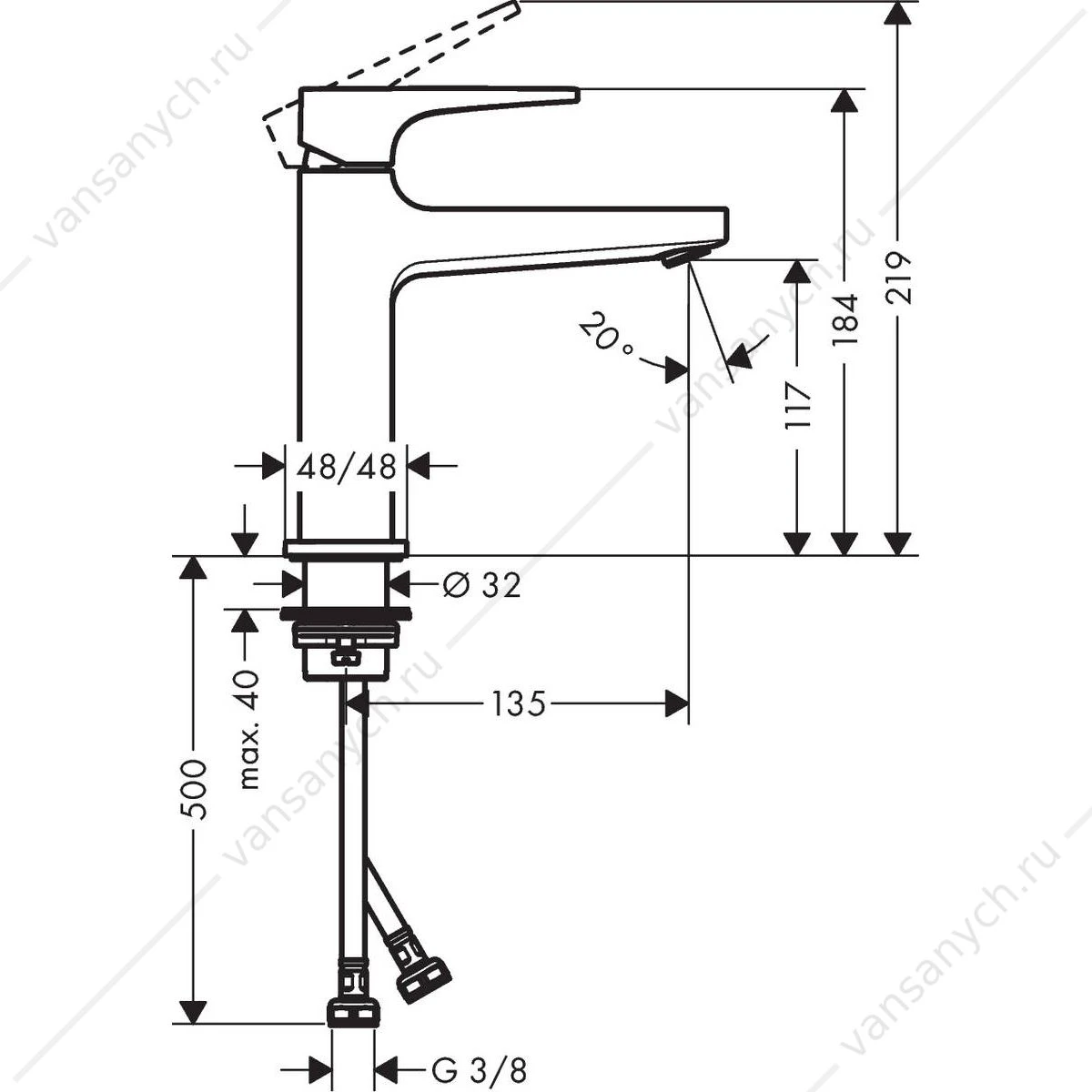 Смеситель для раковины 110 push-open бронза шлиф. HANSGROHE Metropol 32507140
