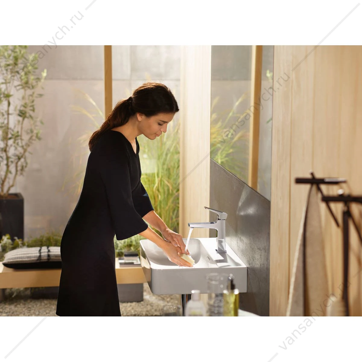 Смеситель для раковины 110 push-open черный матовый HANSGROHE Metropol 32507670