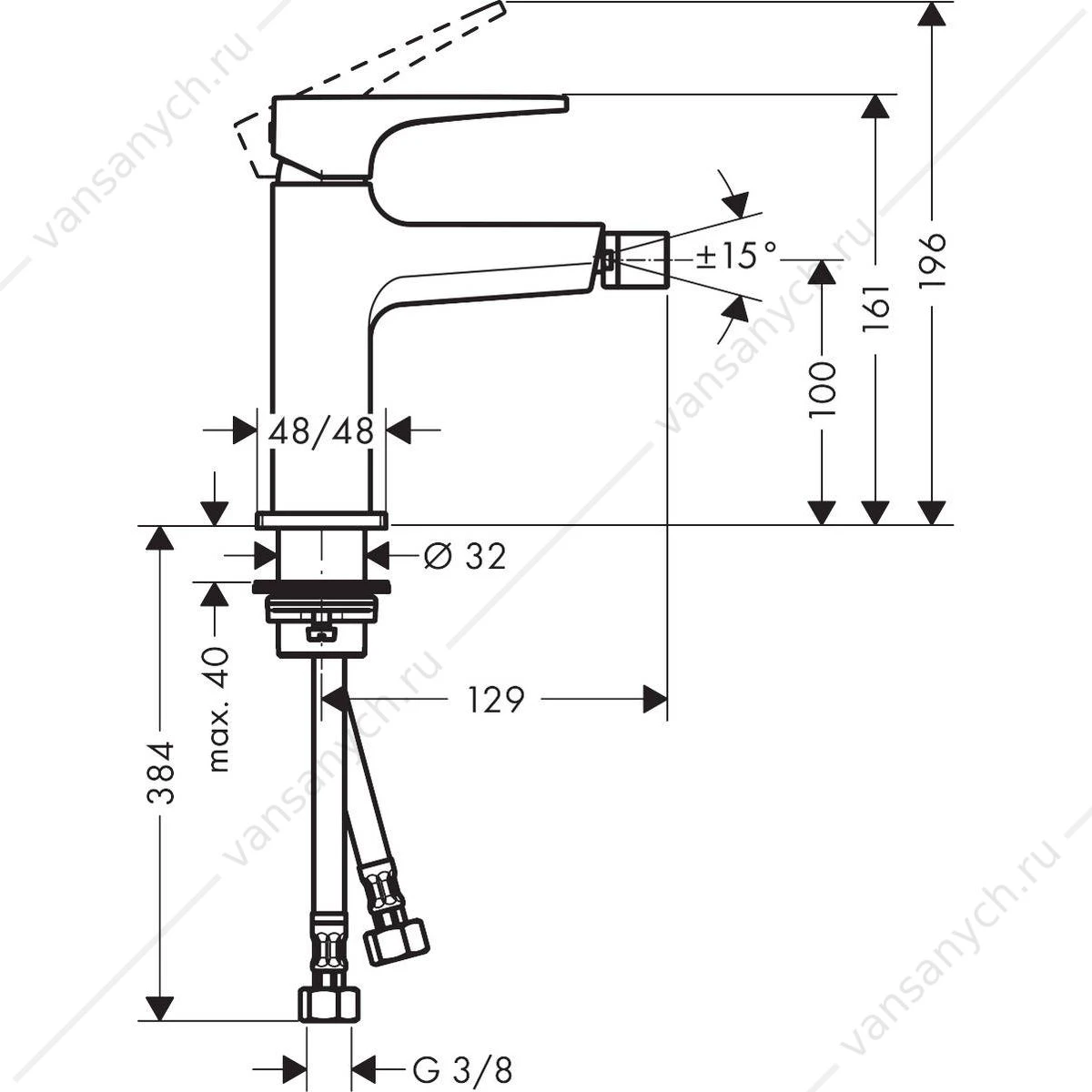 Смеситель для биде push-open золото HANSGROHE Metropol 32520990