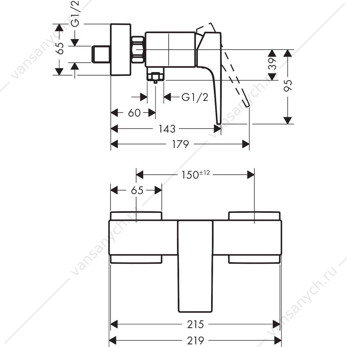 Смеситель для душа черный матовый HANSGROHE Metropol 32560670