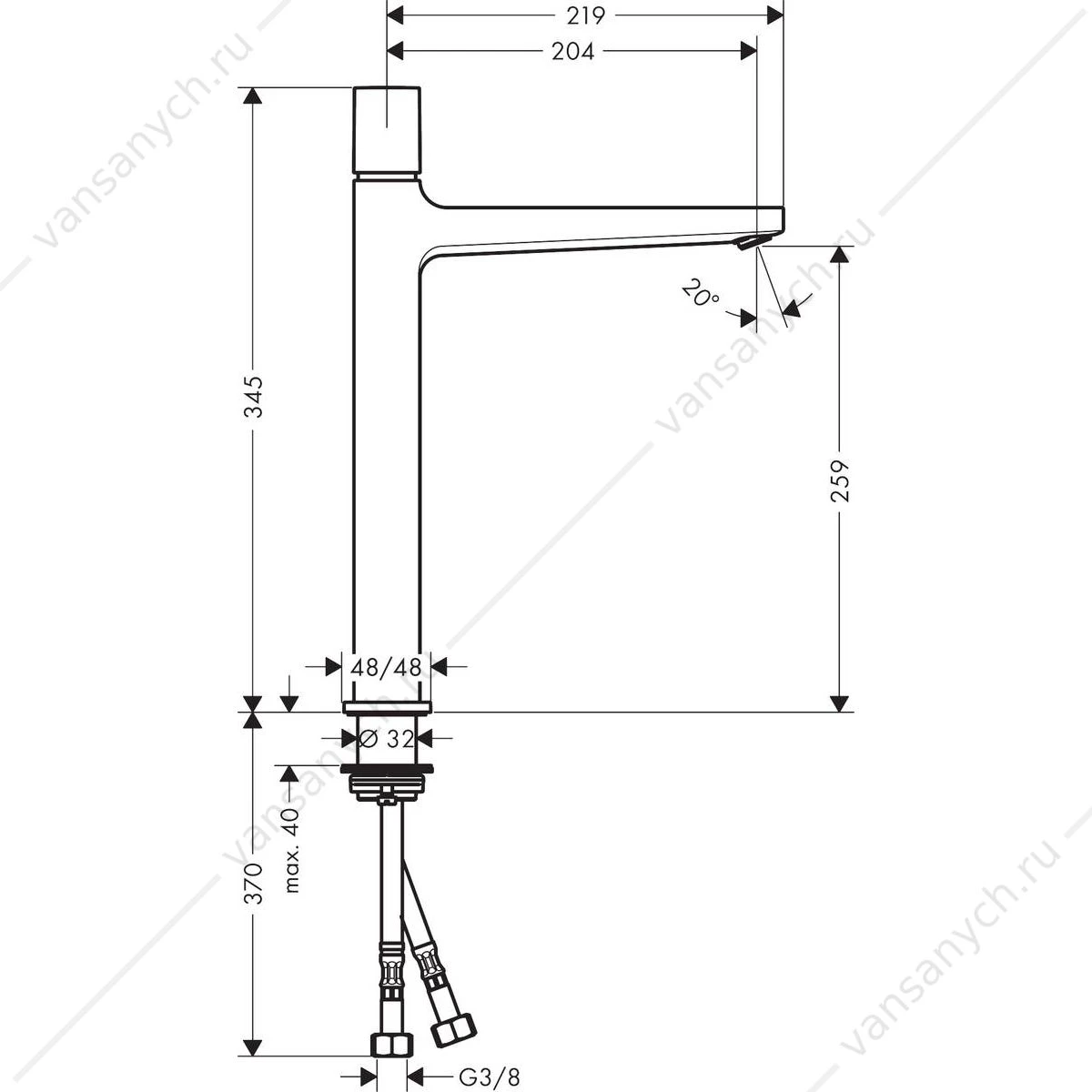 Смеситель для раковины Select 260 push-open HANSGROHE Metropol 32572000