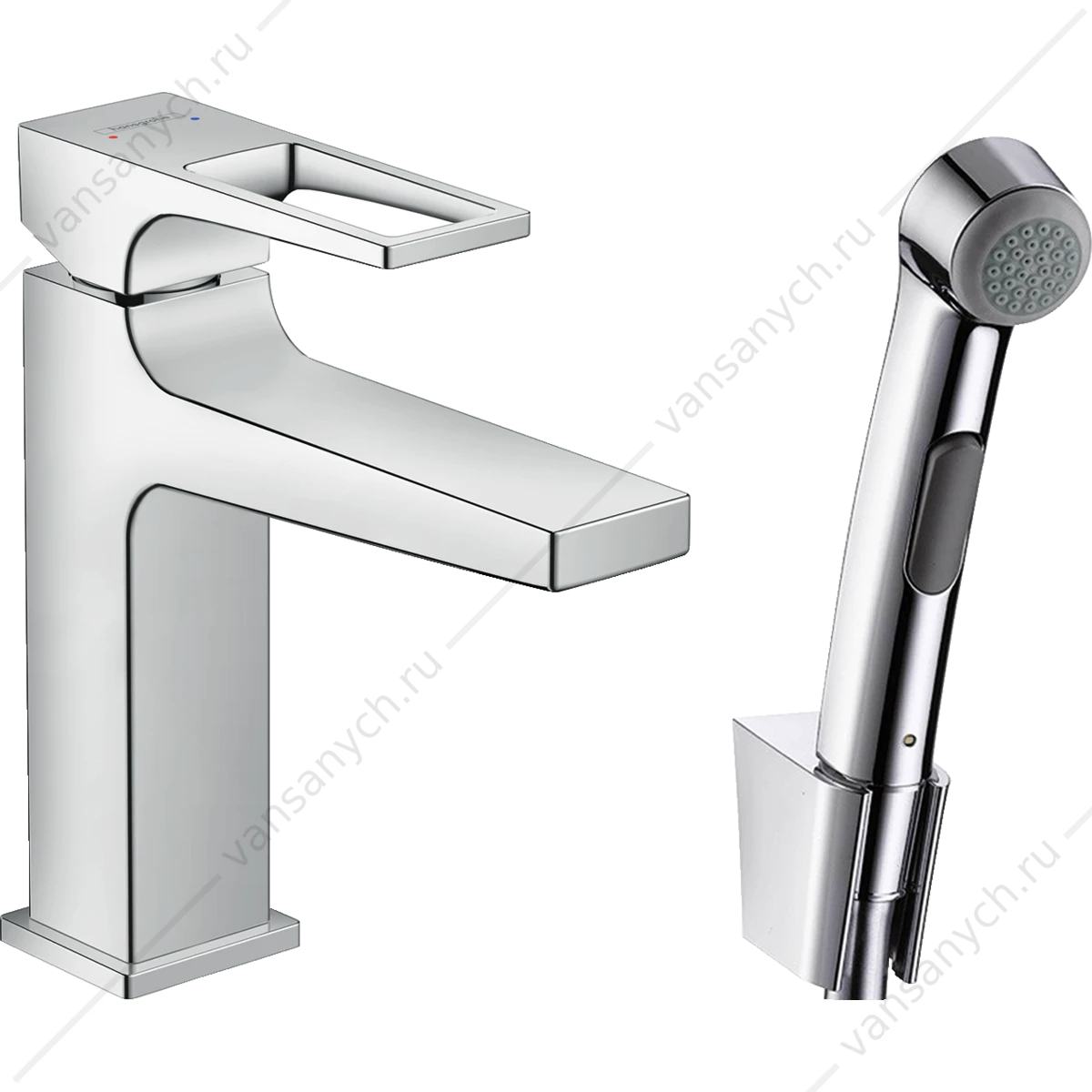 Смеситель для раковины с гигиен. душем с рукояткой-петлей HANSGROHE Metropol 74522000