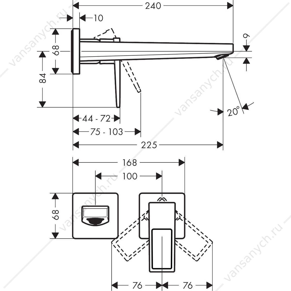 Смеситель для раковины с рукояткой-петлей (внешняя часть) HANSGROHE Metropol 74526000