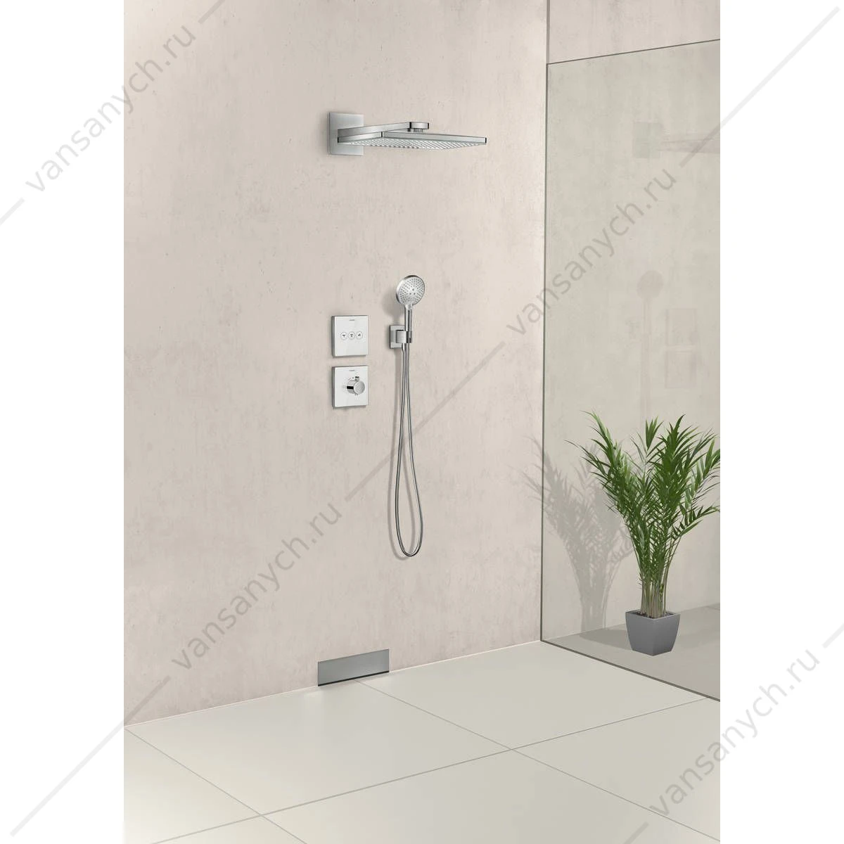 Смеситель термостат для душа Highflow (внешняя часть) HANSGROHE ShowerSelect 15734400