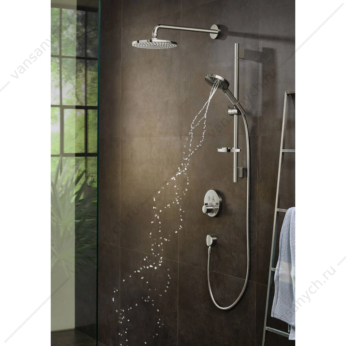 Смеситель термостат для душа (внешняя часть) HANSGROHE ShowerSelect 15743000