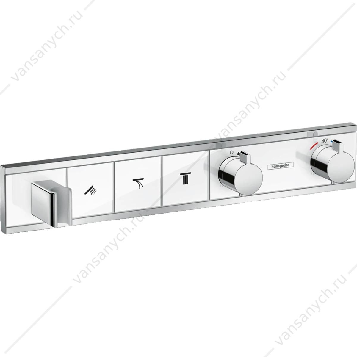 Термостат для 3 потребителей (внешня часть) белый/хром HANSGROHE RainSelect 15356400