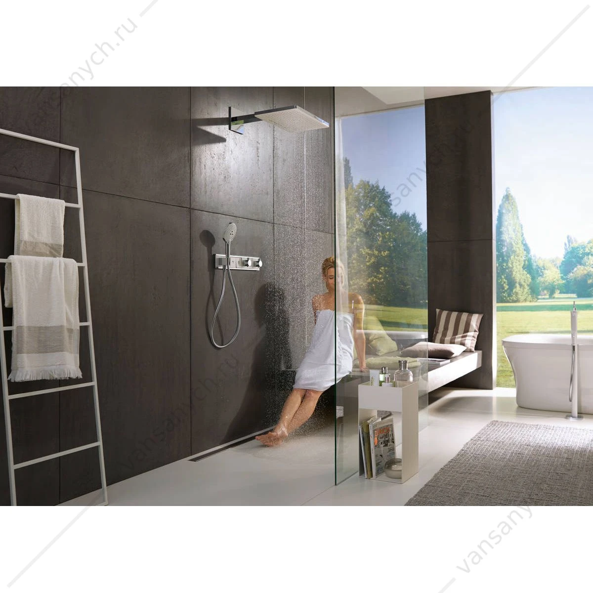 Термостат для 3 потребителей (внешня часть) белый/хром HANSGROHE RainSelect 15356400