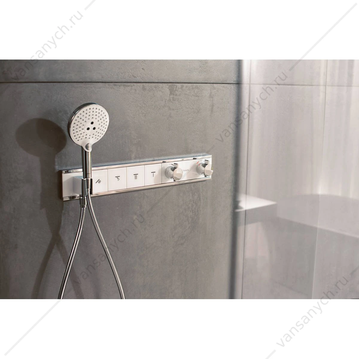 Термостат для 4 потребителей (внешня часть) белый/хром HANSGROHE RainSelect 15357400