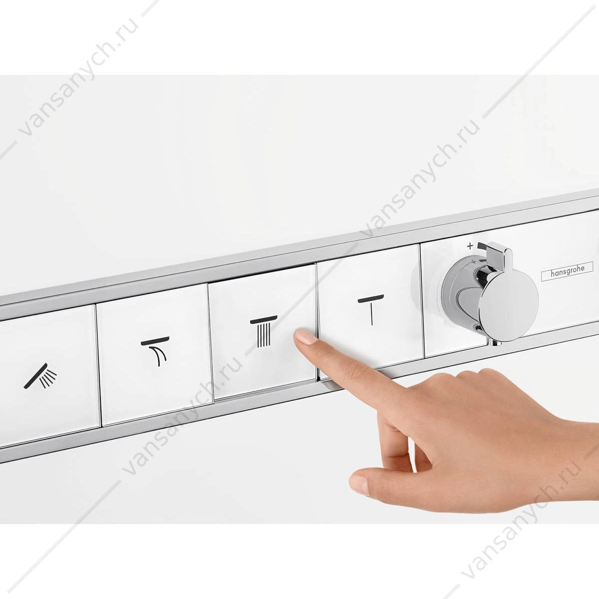 Термостат для 4 потребителей (внешня часть) белый/хром HANSGROHE RainSelect 15357400