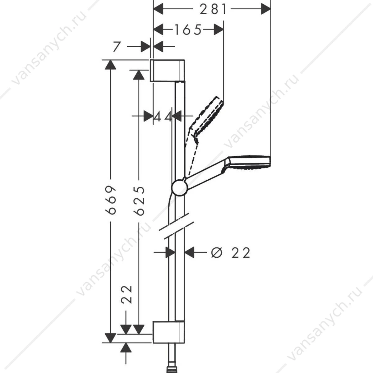 Душевой гарнитур Crometta 1jet 65 см HANSGROHE  26533400