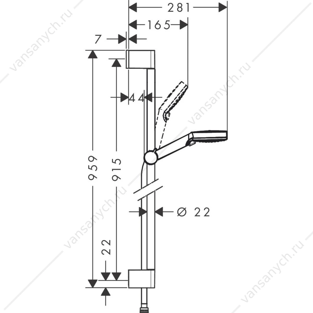 Душевой гарнитур Crometta Vario 90 см HANSGROHE  26536400