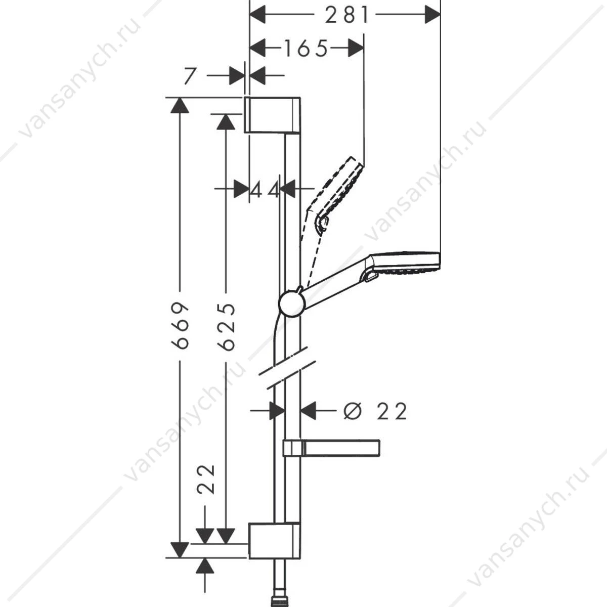 Душевой гарнитур Crometta Vario 65 см с мыльницей HANSGROHE  26553400