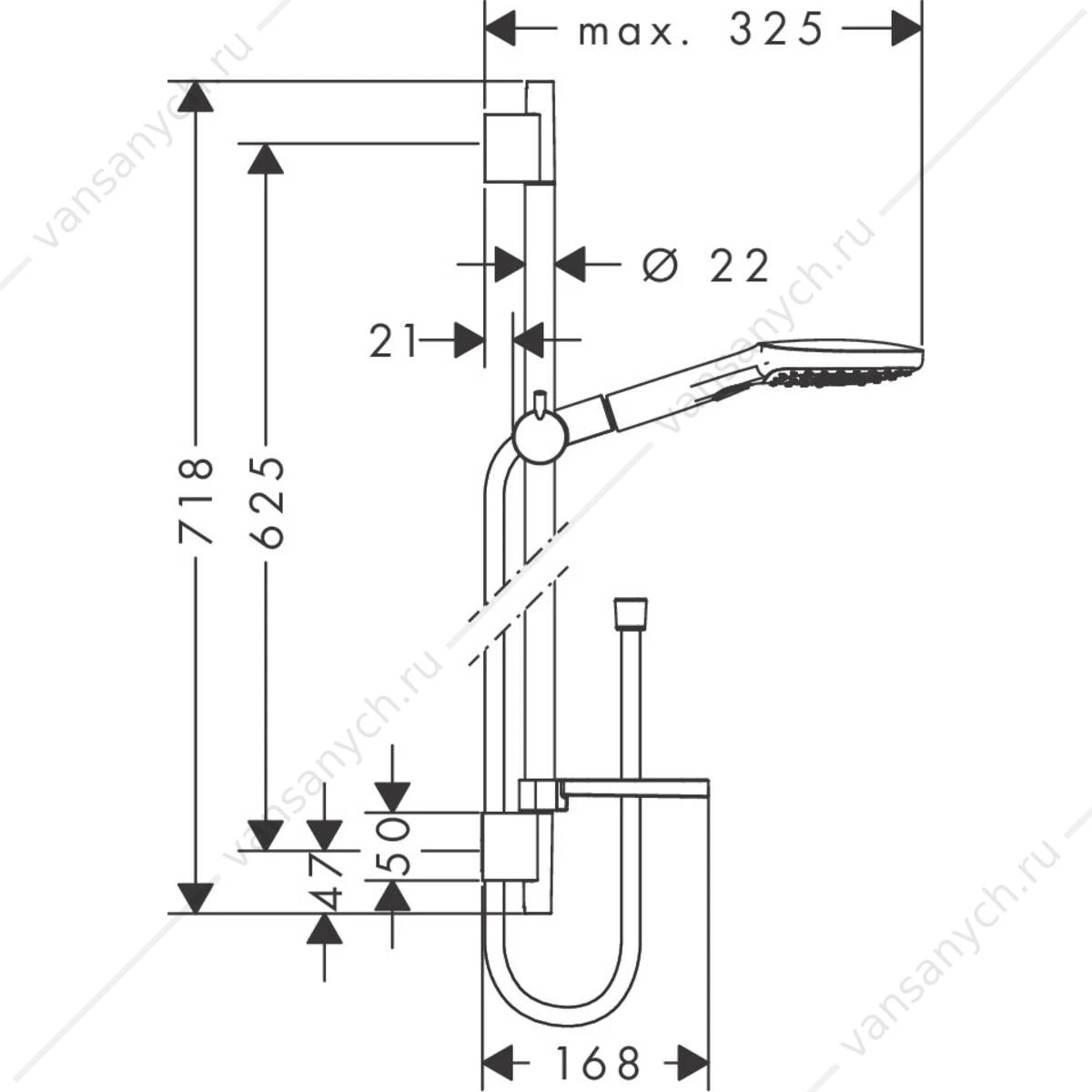 Душевой гарнитур Raindance Select Е 120 3 jet 65 см хром HANSGROHE  26620000