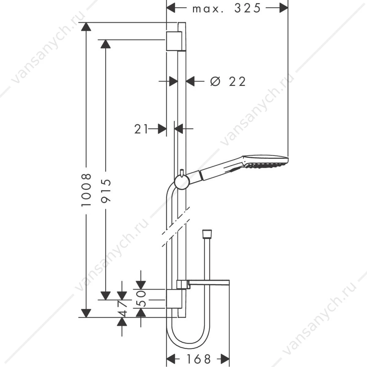 Душевой гарнитур Raindance Select Е 120 3 jet 90 см хром HANSGROHE  26621000