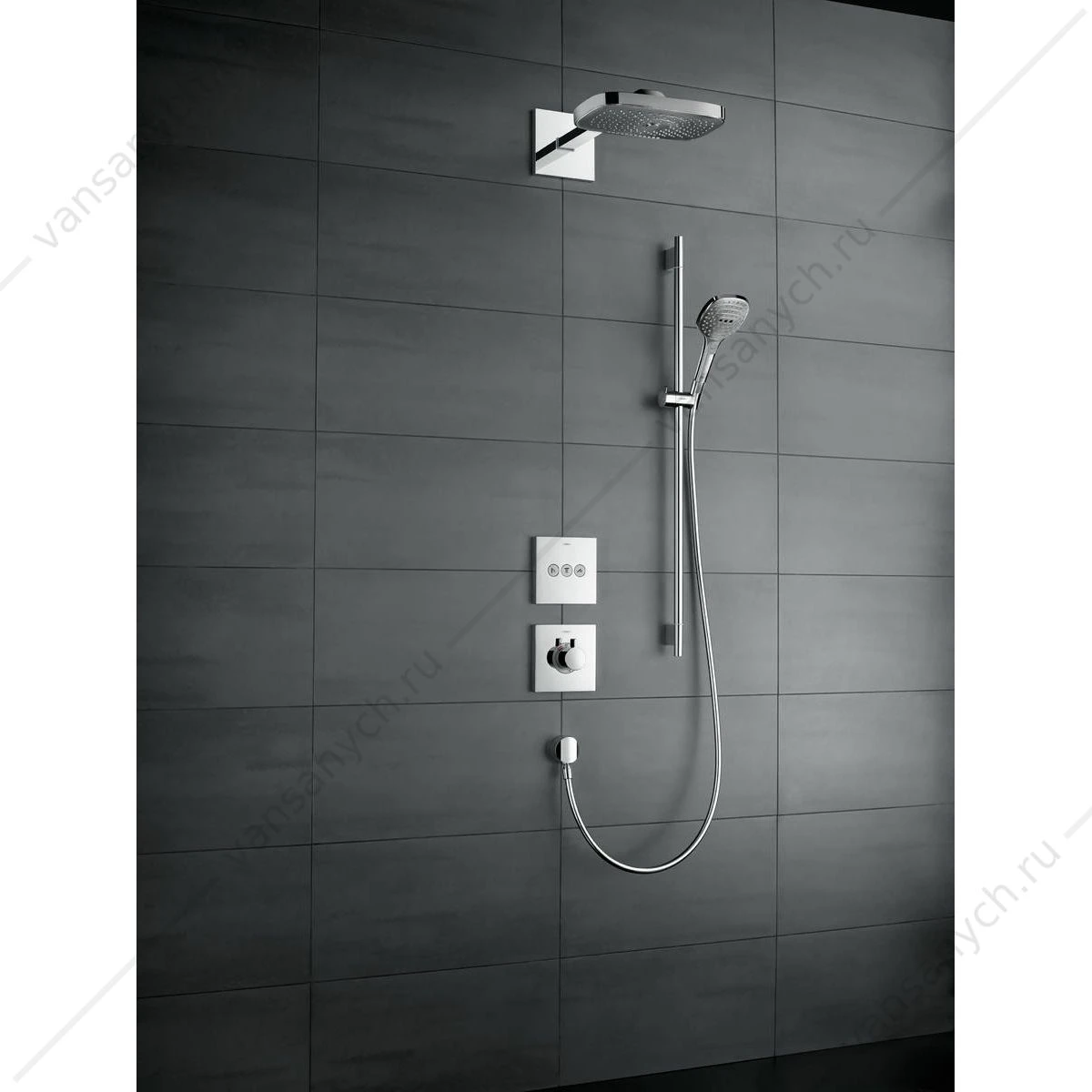 Душевой гарнитур Raindance Select Е 120 3 jet 90 см хром/белый HANSGROHE  26621400