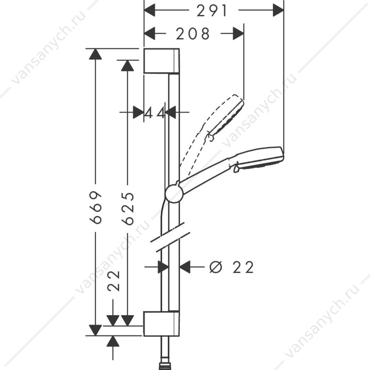 Душевой гарнитур Crometta 100 Multi 65 см хром/белый HANSGROHE  26650400