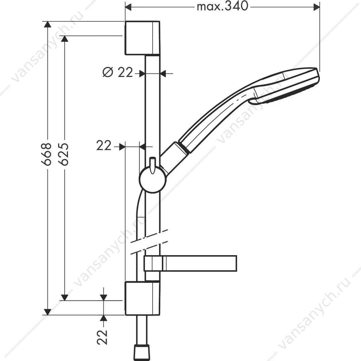 Душевой гарнитур Croma 100  1jet/Unica'C лейка+ штанга 65 cm HANSGROHE  27717000