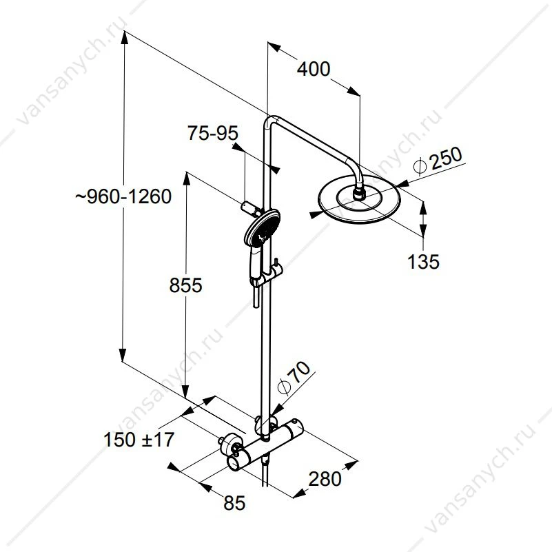 Душевая система с термостатом KLUDI FRESHLINE DUAL SHOWER SYSTEM 6709005-00